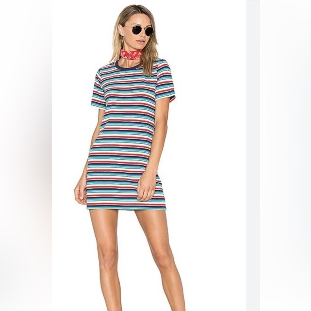 Obey Darkside Dress Navy Multi Striped Fair Trade Certified Cotton Revolve Small